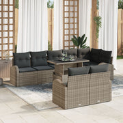 Loungeset 9-delig poly rattan grijs