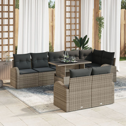 9-Persoons Tuin Sofa Set Met Kussens Grijze Poly Rattan
