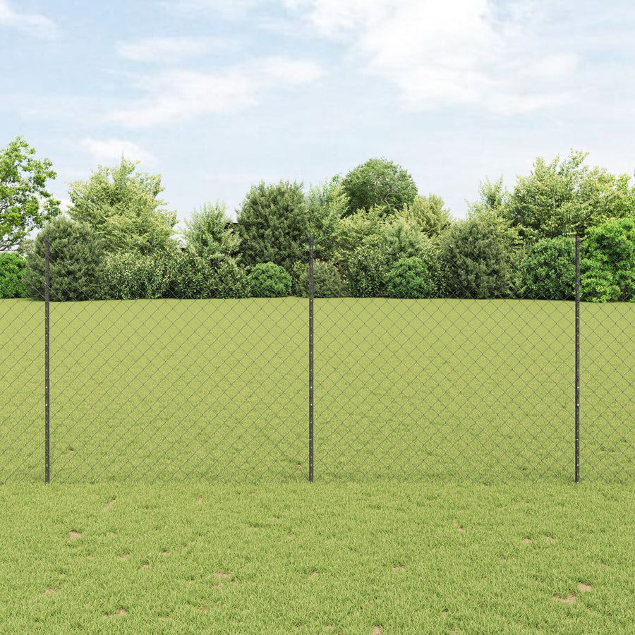 Kettinglinkomheining Met 20 U Palen Grijs 1.4X10 M Staal