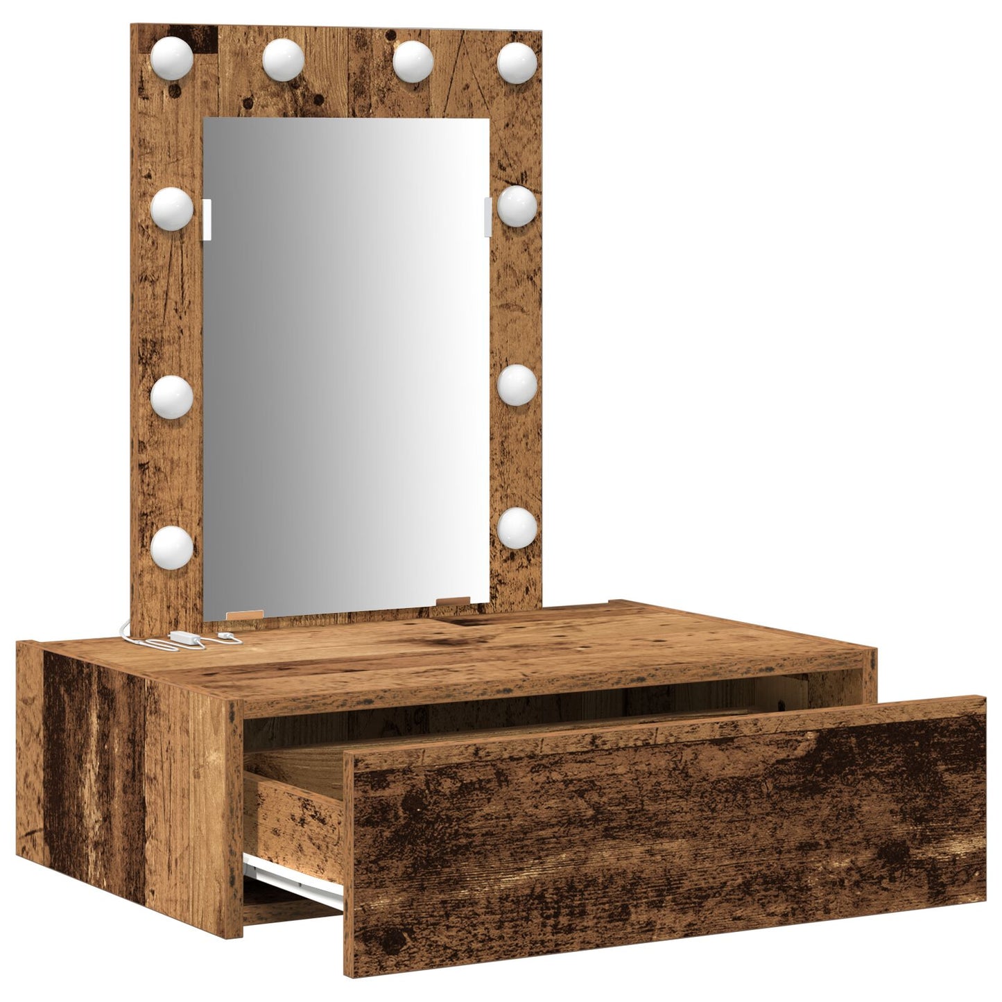 Wandkaptafel Verlichting - 60 x 40 x 70 cm Oude Hout met LED