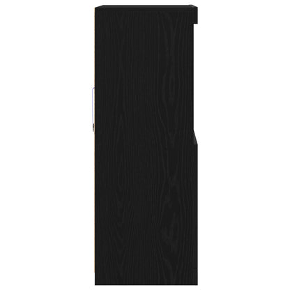 Dressoir Met Led Verlichting Zwart Eik 60X37X100 Cm Zwart eiken