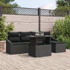 Garden Sofa Set with Cushion and Storage 6 pcs Black Poly Rattan