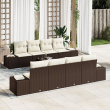 9-Delige Tuinsofa Set Met Kussens Bruin Poly Rattan