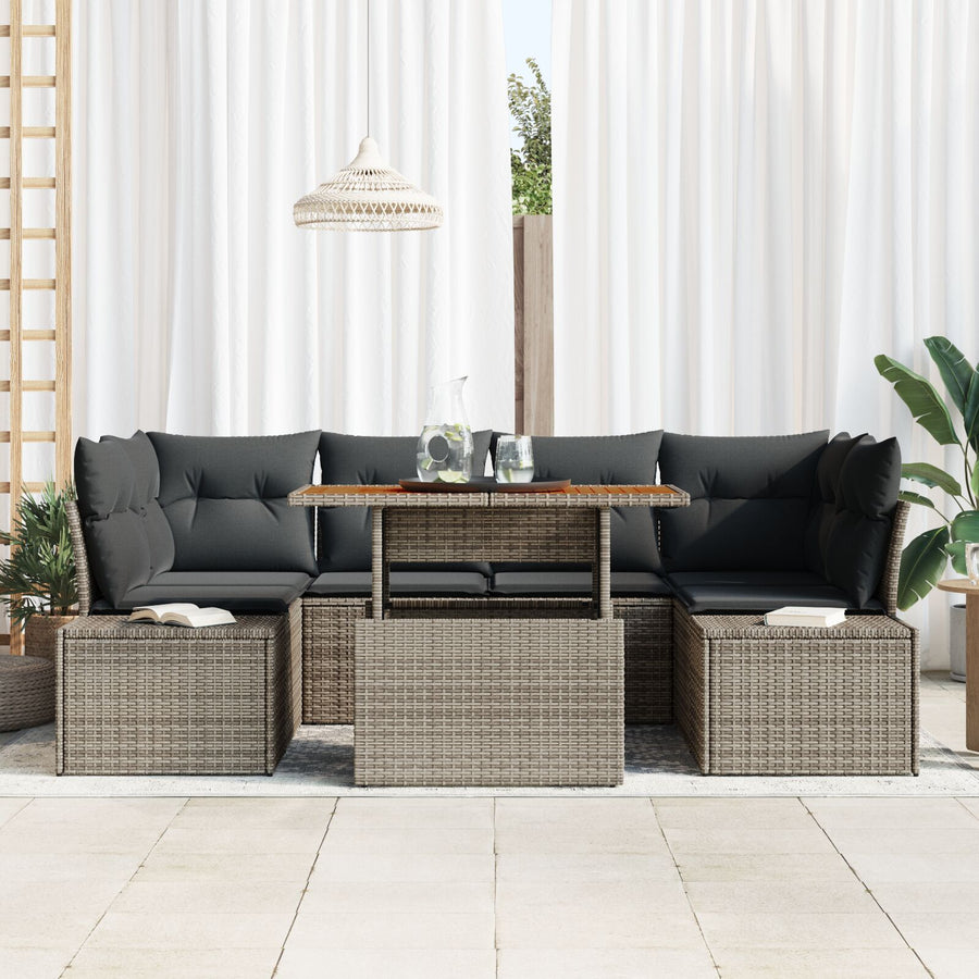 Tuin Sofa Set Set Van 7 Grijs, Rattan