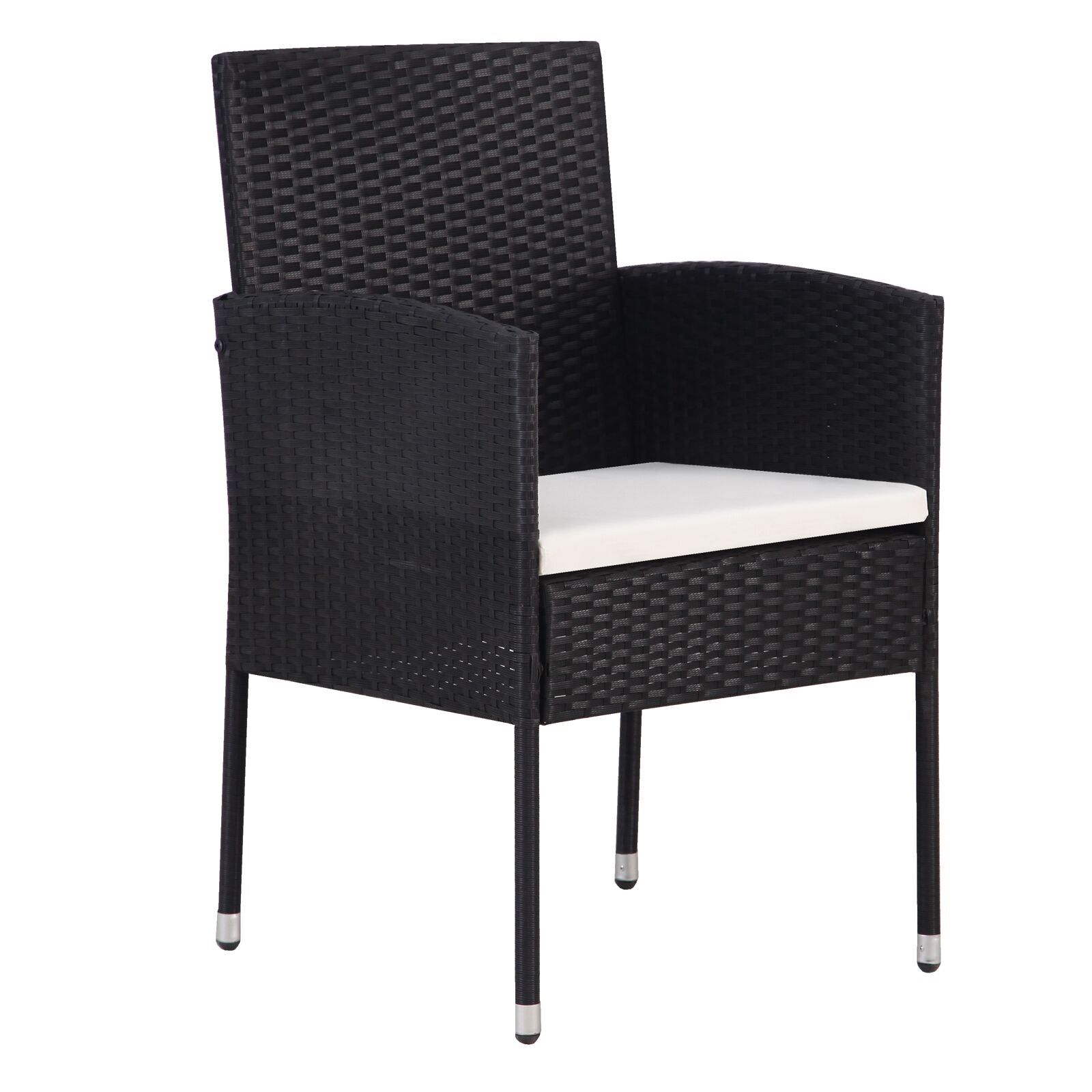 5-Delige Tuin Eetset Met Kussens Zwart Poly Rattan