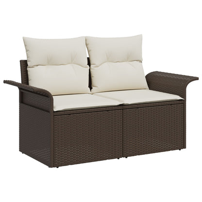 5-Delige Tuin Sofa Set Met Kussen Bruin Poly Rattan