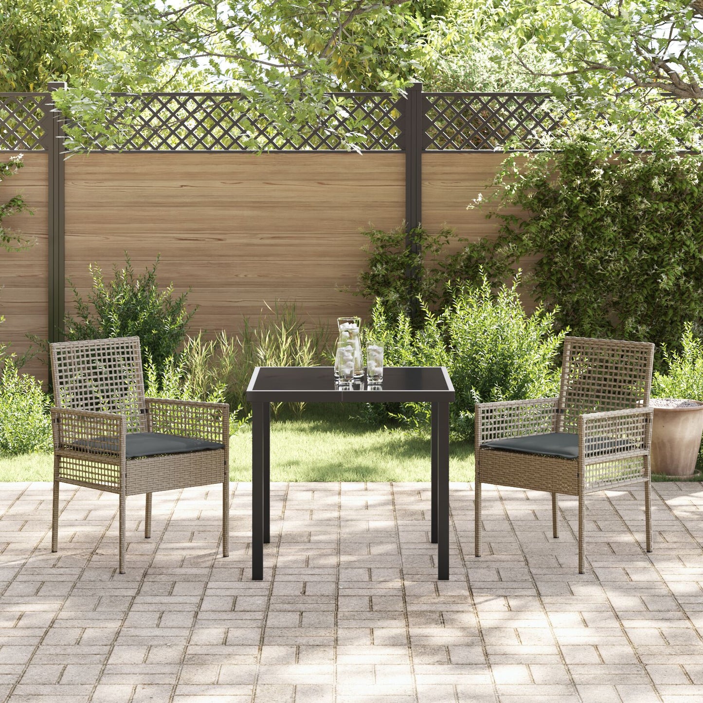 Tuinstoelen 2 Stuks Met Kussens Poly Rattan Grijs en donkergrijs