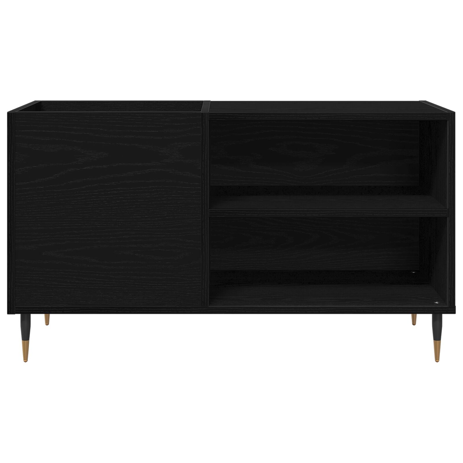Recordkast 84,5X38X48 Cm Bewerkt Hout Zwart eiken