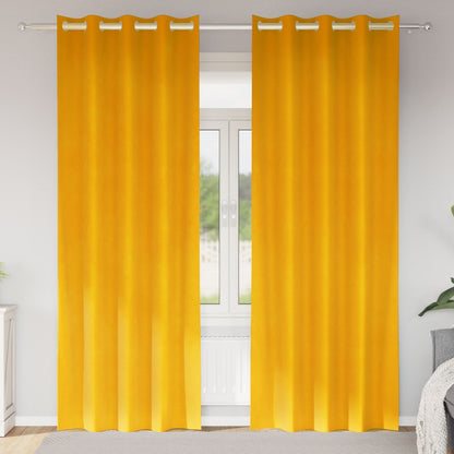 Blackout Gordijnen 2 Stuks Velours Mosterdgeel 140 x 245 cm met oogjes