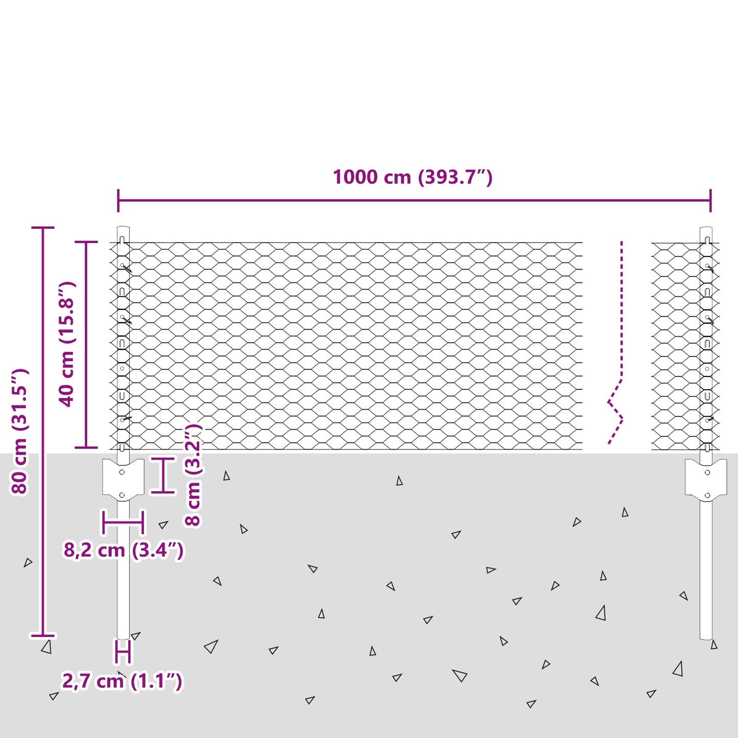 Fence Palen 5 Stuks U-Channel Groen 40 Cm Staal,  Hexagon Fence Groen 0.4X10 M Staal
