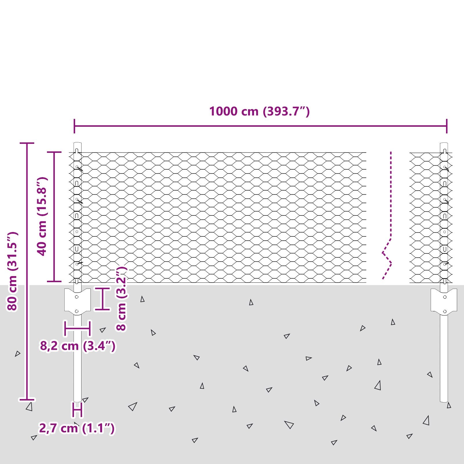 Fence Palen 5 Stuks U-Channel Groen 40 Cm Staal,  Hexagon Fence Groen 0.4X10 M Staal