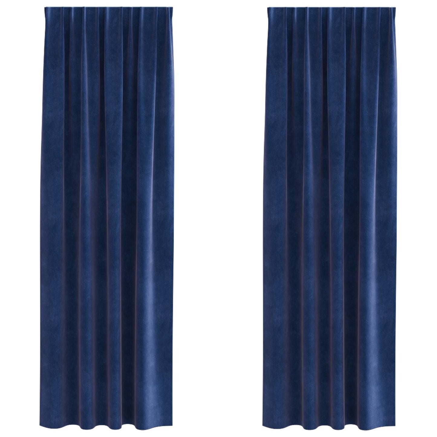Blackout Gordijnen Met Top Tape 2 Stuks E Velours Donkerblauw 140 x 260 cm met ingezoomde tape