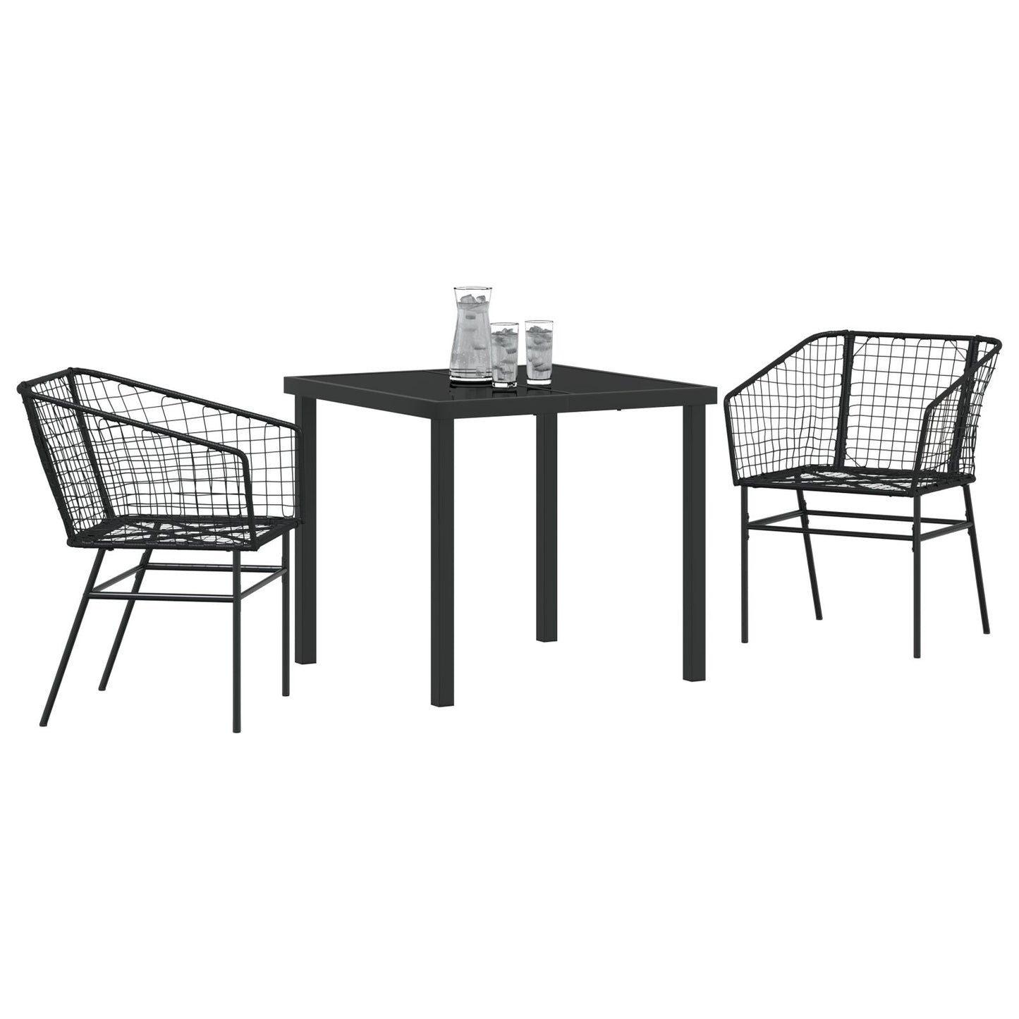 3-Delig Tuinset Zwart Poly Riet