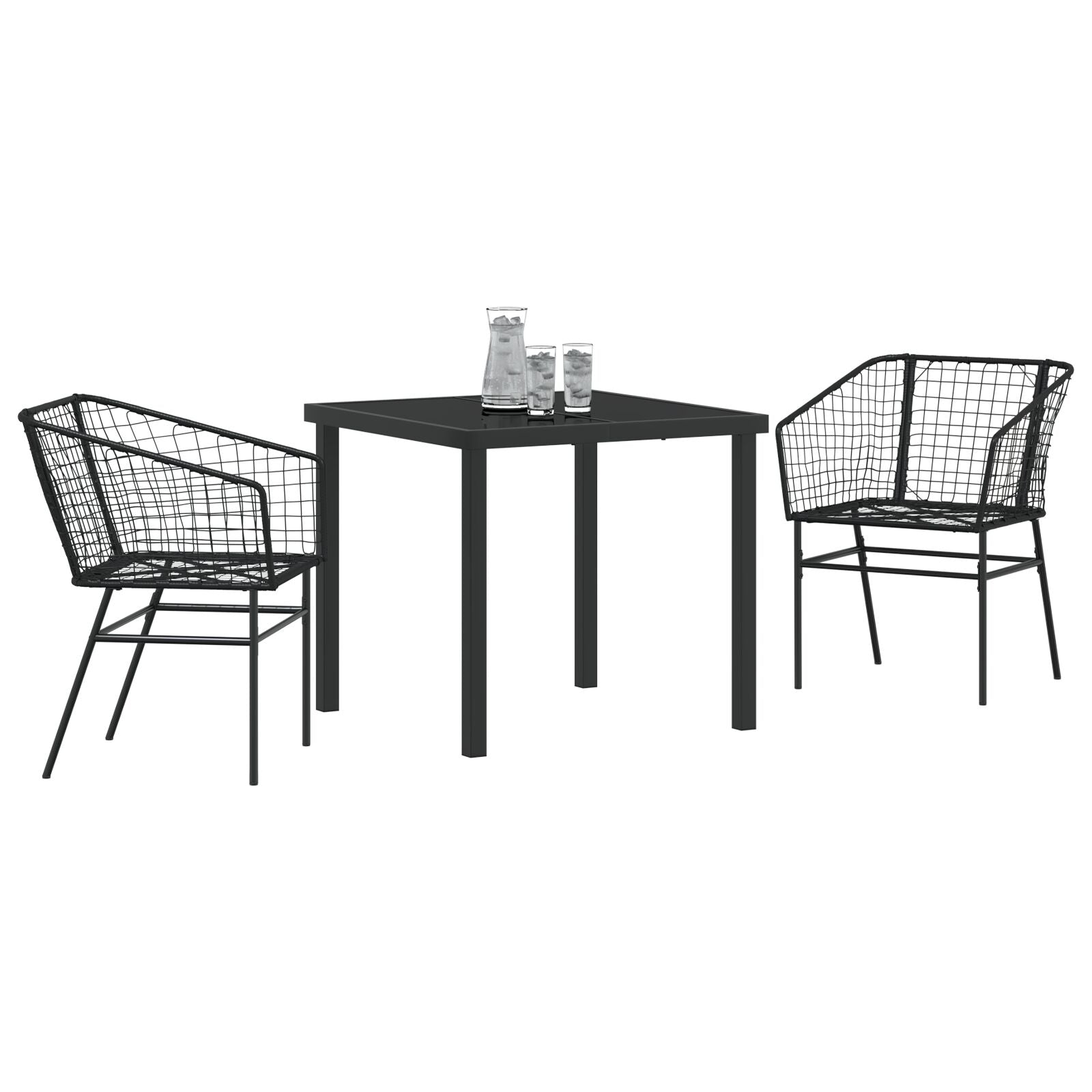 3-Delig Tuinset Zwart Poly Riet