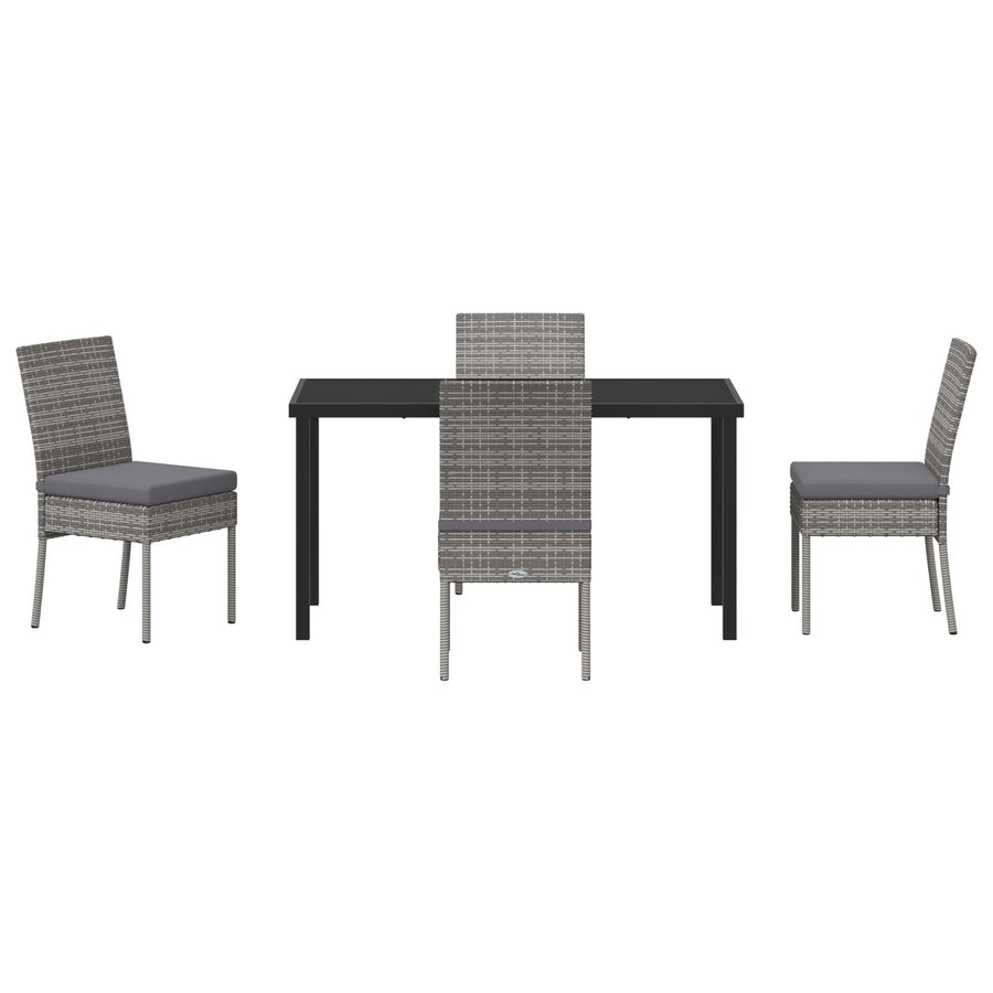 5-Delige Tuin Eetset Grijs Poly Rattan