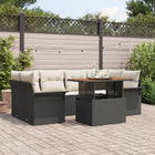 Garden Sofa Set with Cushions 7 pcs Black and Cream