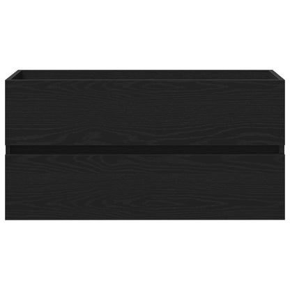 Spoelcabinet Met Ingebouwd Basin Zwart Eiken Bewerkt Hout,  Spoelcabinet Zwart Eiken 90X38,5X45 Cm Bewerkt Hout