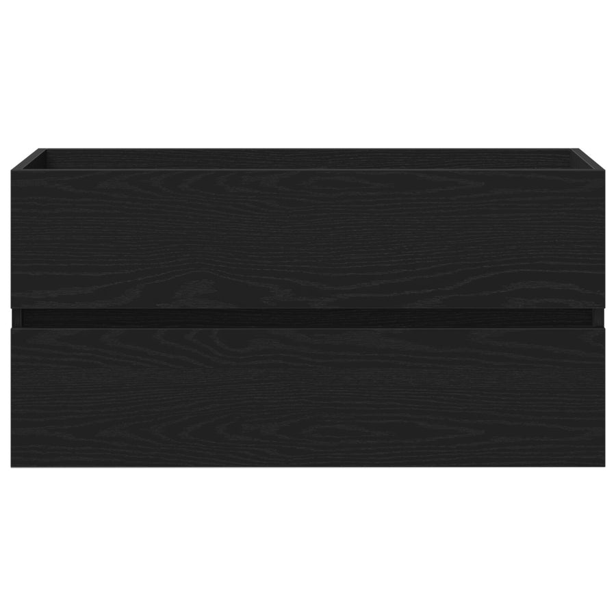 Spoelcabinet Met Ingebouwd Basin Zwart Eiken Bewerkt Hout,  Spoelcabinet Zwart Eiken 90X38,5X45 Cm Bewerkt Hout