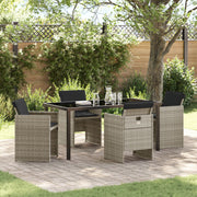Tuin eettafelset poly rattan lichtgrijs 4-zits
