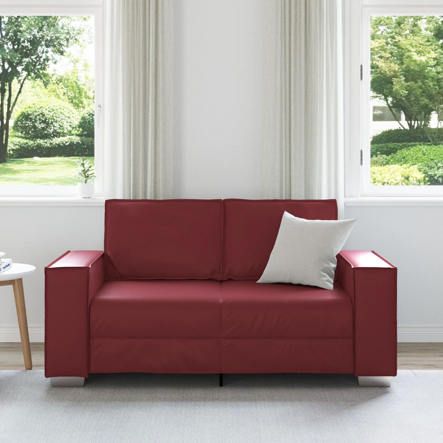 Loveseat Bank Faux Leer Wijnrood 120 cm