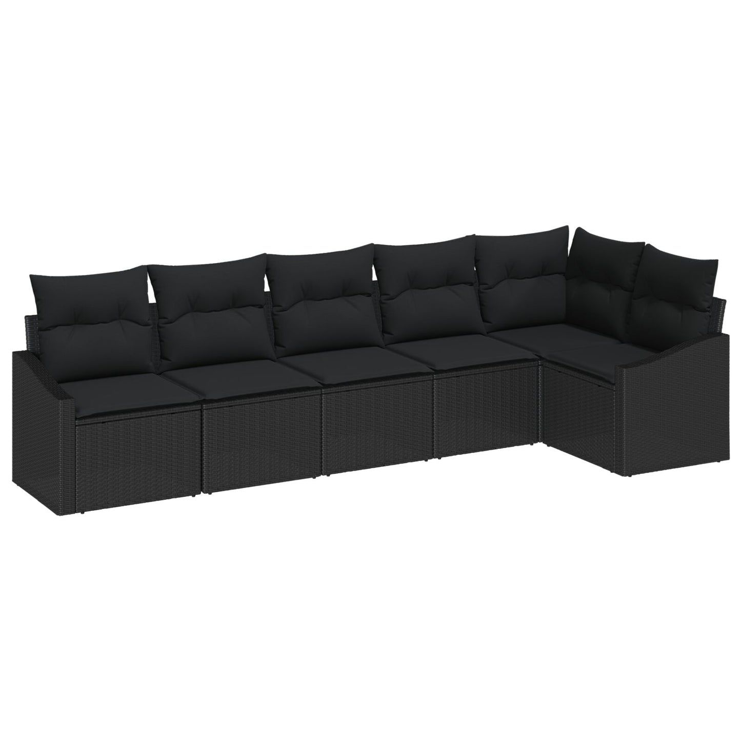 6-Delige Tuin Sofa Set Met Kussens Poly Riet Zwart zonder tafel