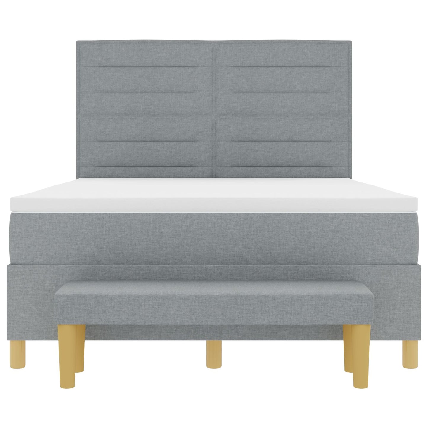 Bedframe Met Matras Set Van 2 Stof Lichtgrijs 160 x 200 cm Lijnen ontwerp