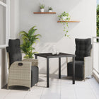 Tuin eettafelset poly rattan lichtgrijs 3-delig