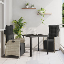 3-Delige Tuin Eetset Lichtgrijs Poly Rattan