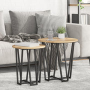 Bijzettafel set 2 stuks eiken zwart