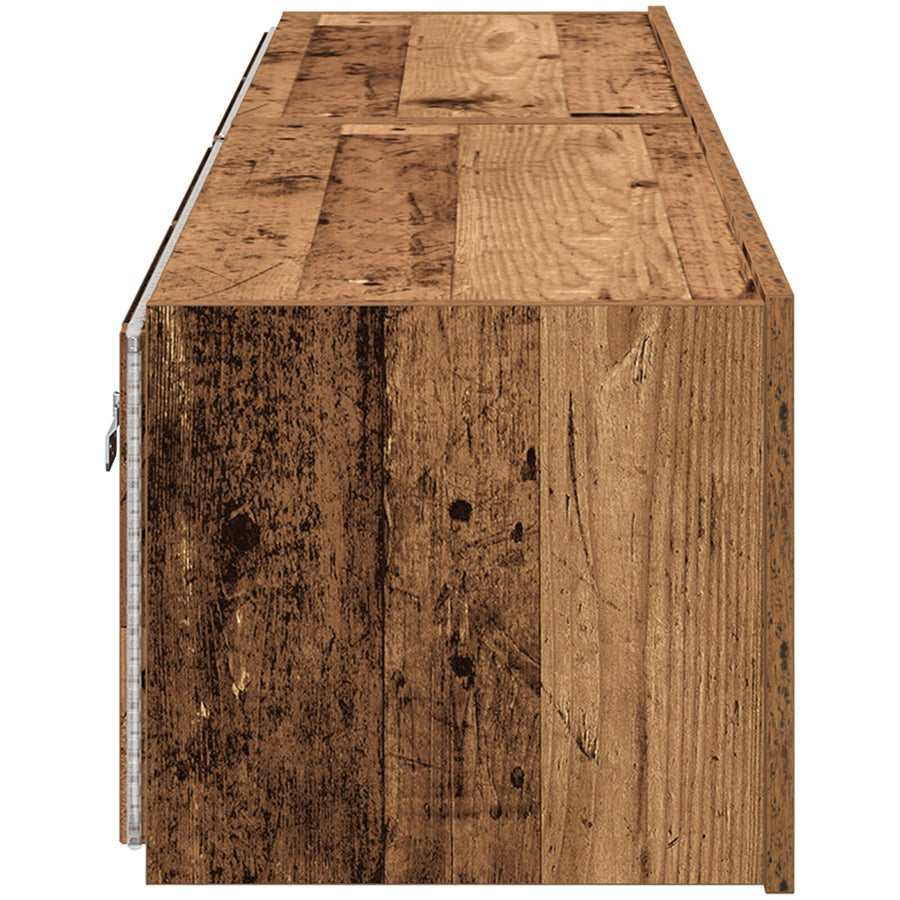 Tv Wandkasten Met Led Verlichting 2 Stuks Oude Hout 80X35X31 Cm