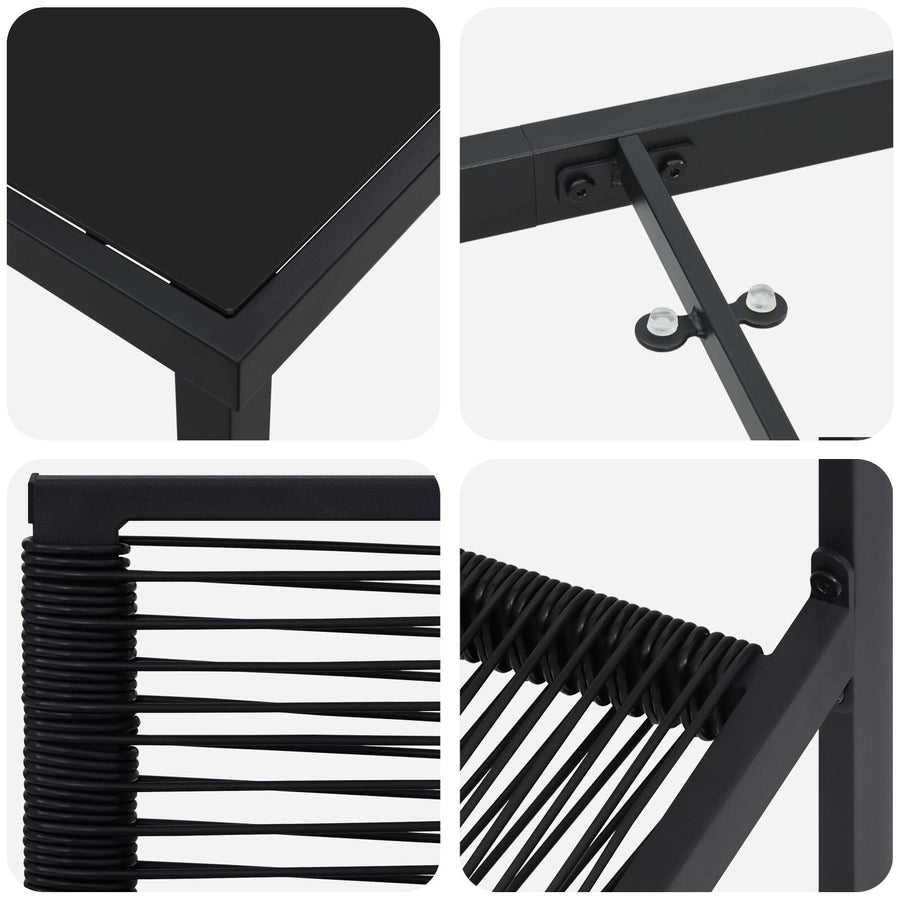5-Piece Tuin Eet Set Zwart Pvc Riet