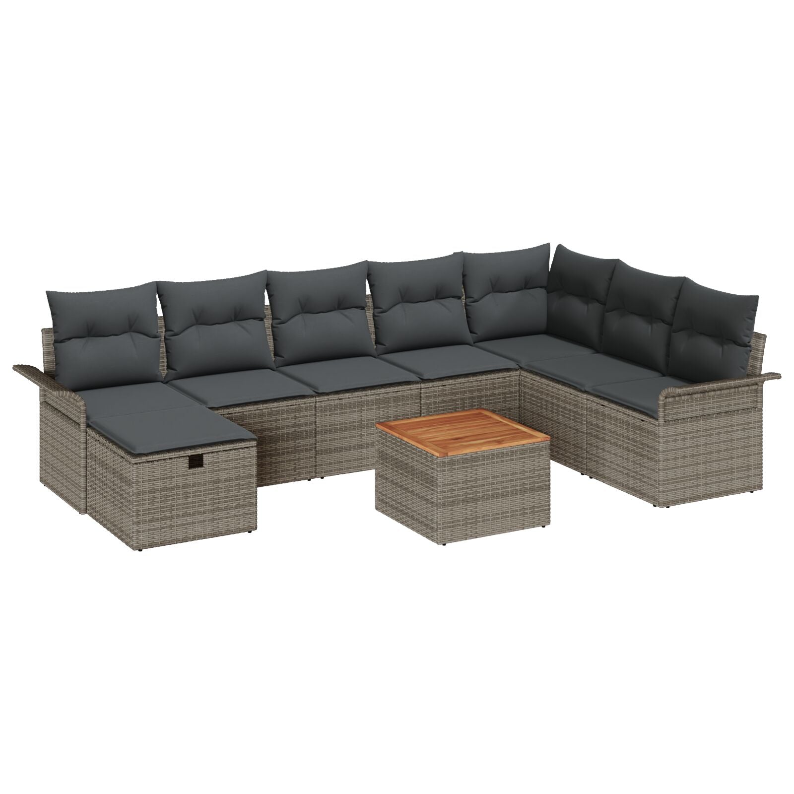 9-Delige Tuin Sofa Set Met Kussens Grijs Poly Rattan