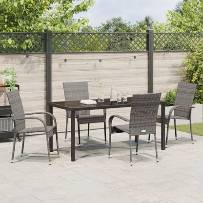 5-Delige Tuin Eetset Grijs Poly Rattan