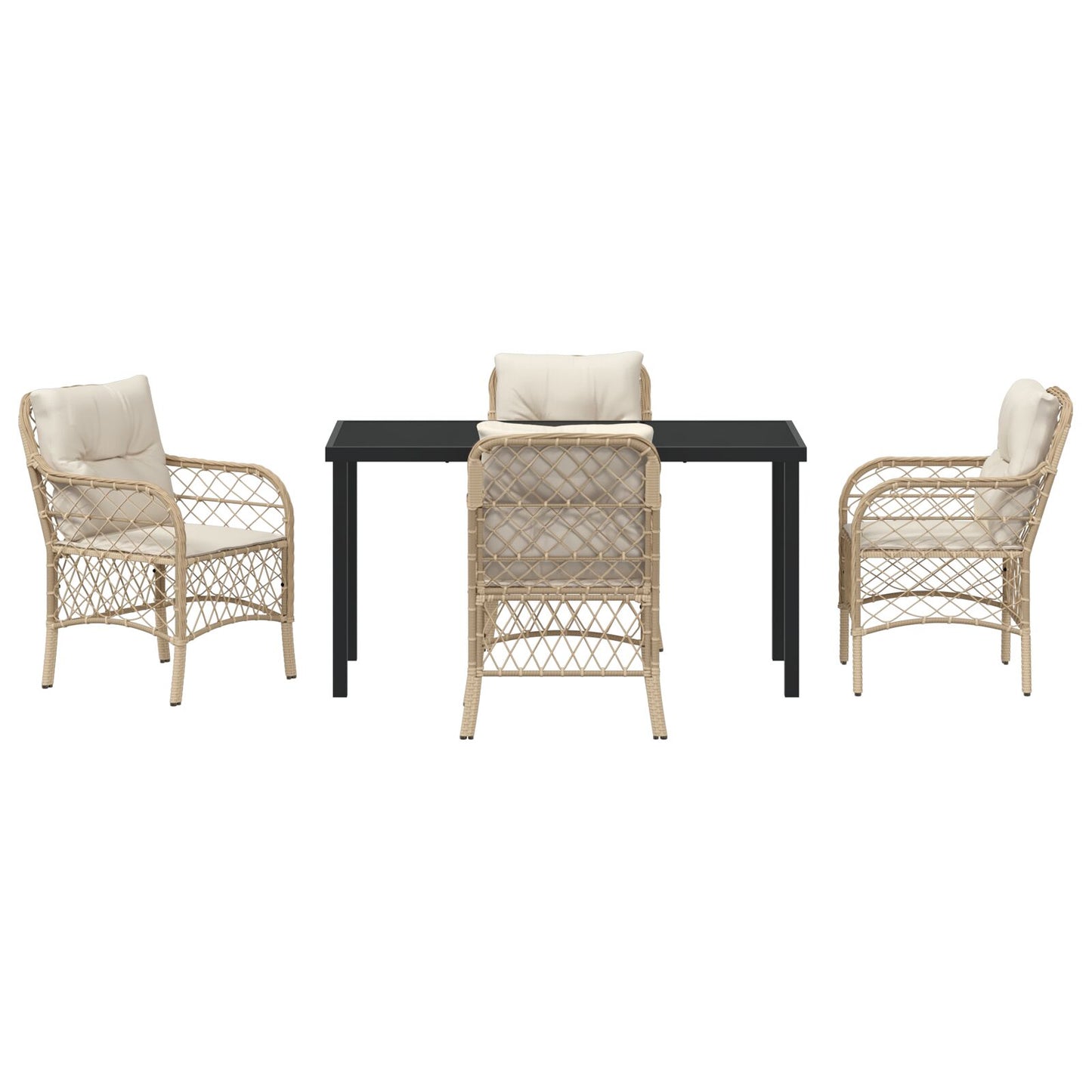 5-Delige Tuin Eethoek Met Kussens Beige Poly Rattan