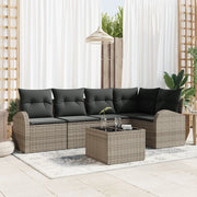 Hoekbank 5 personen grijs polyester rattan