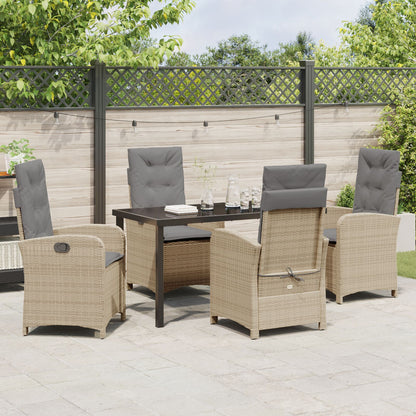 5-Delige Tuinset Met Kussens Beige Poly Rattan