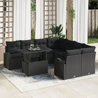 Garden Sofa Set with Storage 9 pcs Black poly rattan