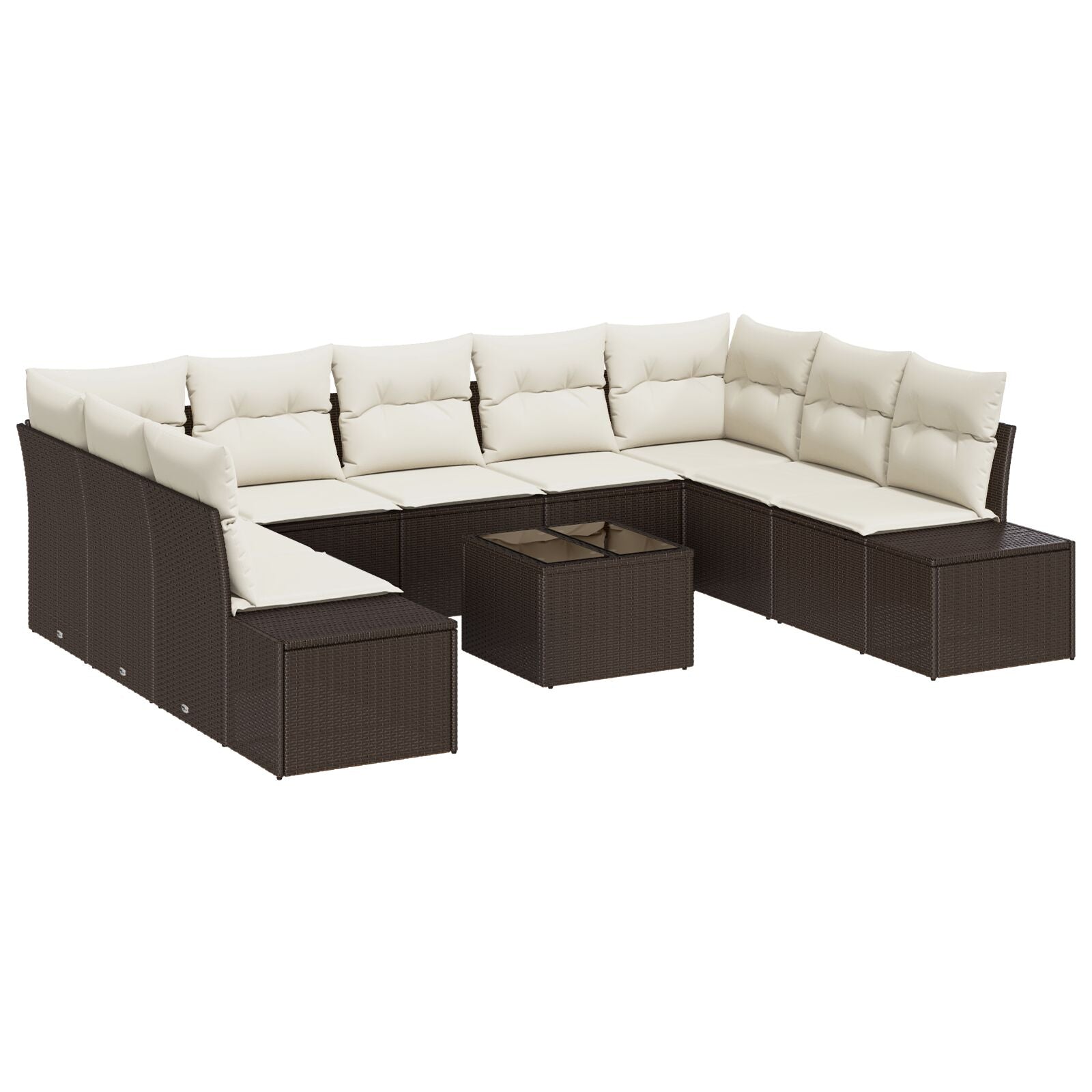 9-Delig Tuinbankstel Met Kussens Grijs Poly Rattan
