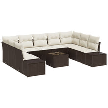 9-Delig Tuinbankstel Met Kussens Grijs Poly Rattan