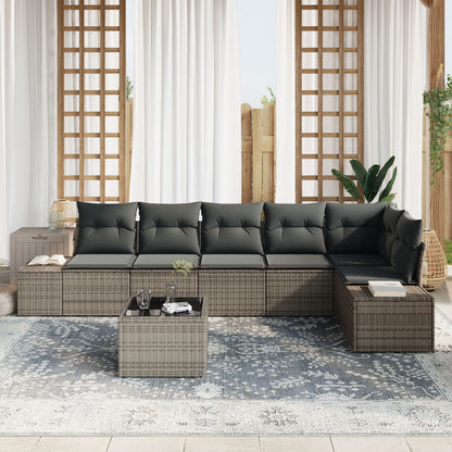 6-Delige Tuinsofa Set Met Kussens Zwart Poly Riet Grijs met tafel