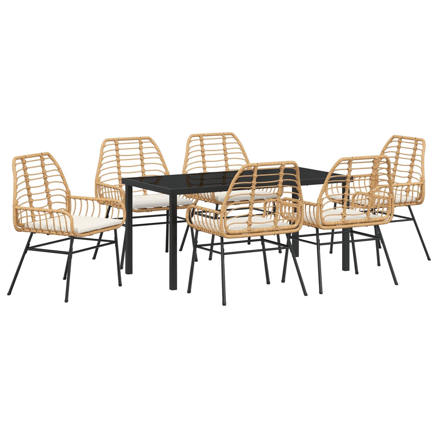 7-Delige Tuinset Met Kussens Bruin Poly Rattan