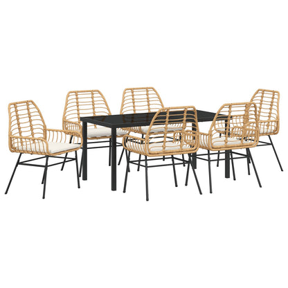 7-Delige Tuinset Met Kussens Bruin Poly Rattan