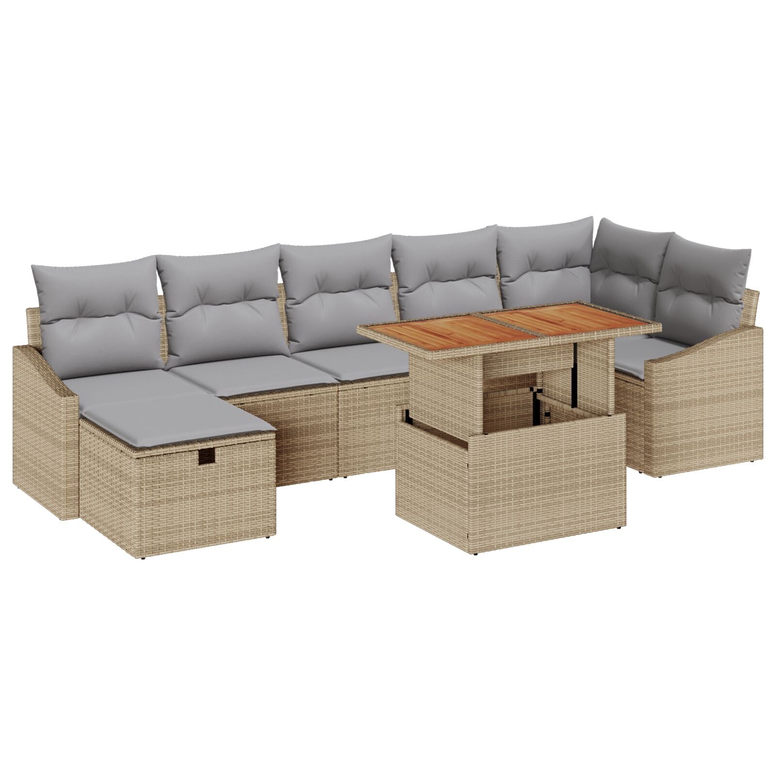 8-Delige Tuin Sofa Set Met Kussens Beige Poly Rattan Wit