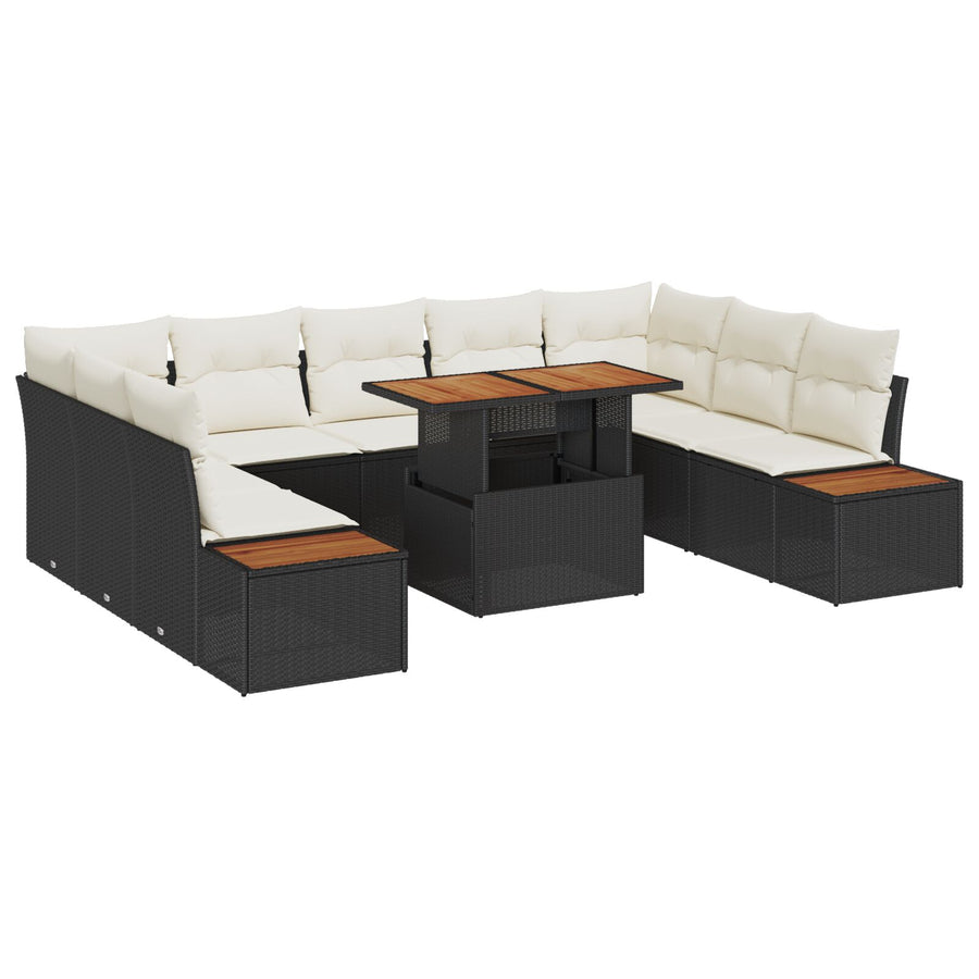 Tuinbank Set Set Van 6 Zwart Frame Met Beige Kussens