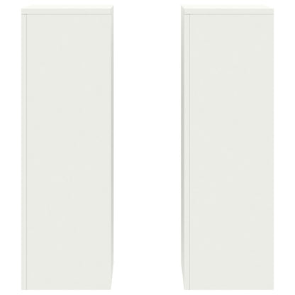 Buitenplantstands Pilaar 2 Stuks 24X24X75 Cm Staal Wit 2x (75 cm)