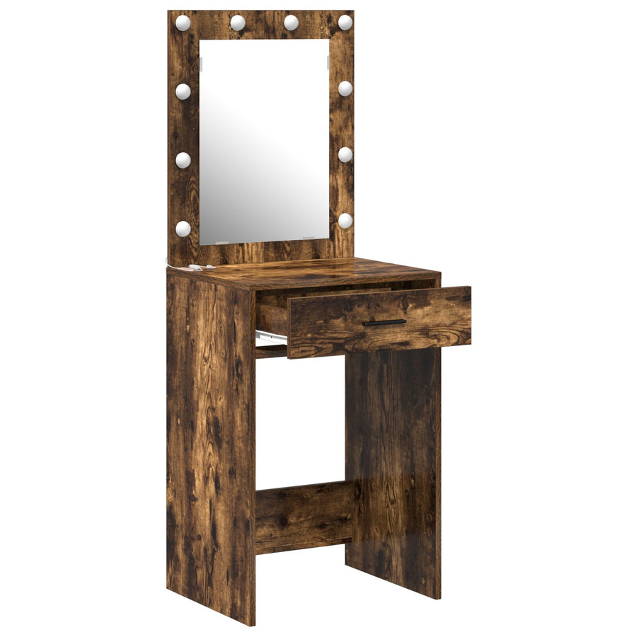 Kaptafel Met Led-Verlichting Gerookt Eiken 50 x 41 x 135 cm