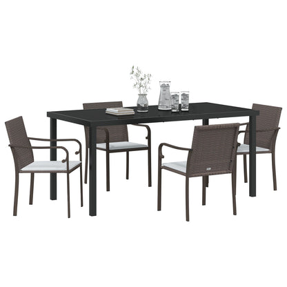 5-Delige Tuinstel Met Kussens Poly Rattan 4-Zitter Bruin 160 cm