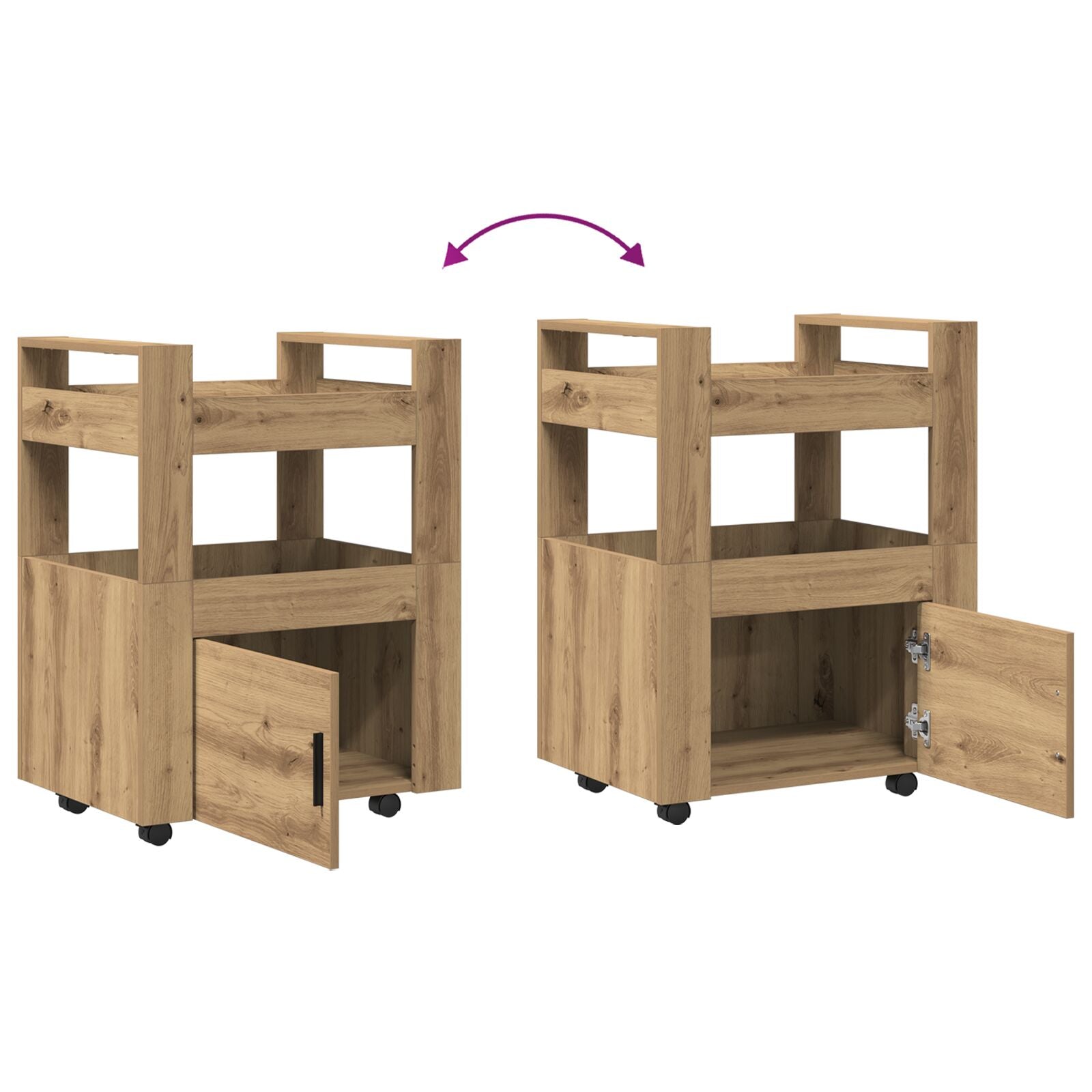 Keuken Trolley 60X45X80 Cm Bewerkt Hout Artisan eiken