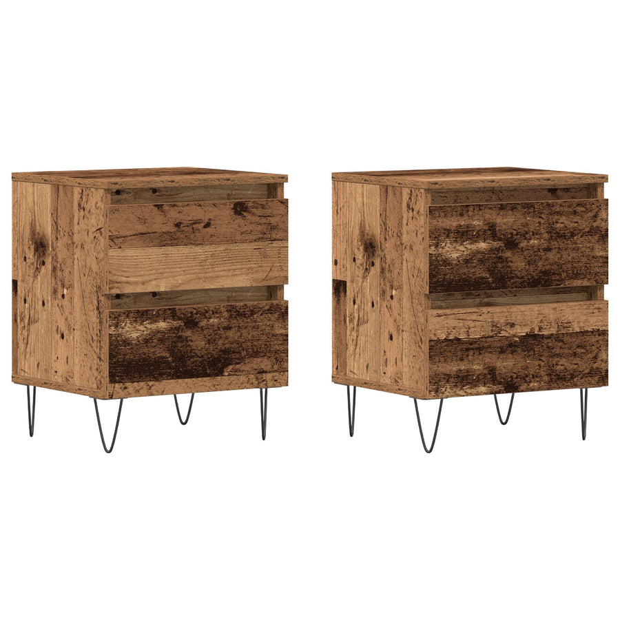 Nachtkastjes 2 Stuks Oud Hout 40X35X50 Cm Engineered Wood