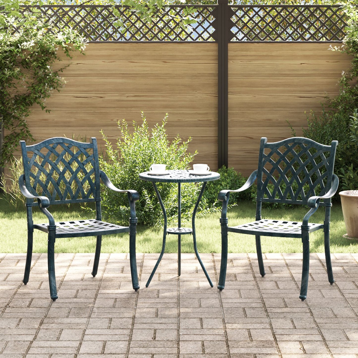 Tuinstoelen 2 Stuks E Gietaluminium Groen